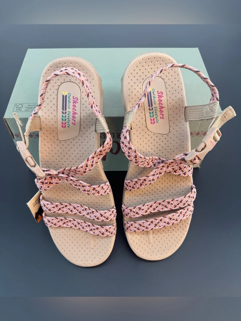 Skechers Women's Pink Braided Strap Outdoor Comfort Sandal Size 8.5